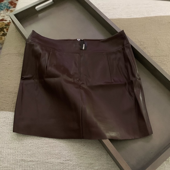 Chocolate Vegan Leather Mini Skirt - Picture 3 of 3